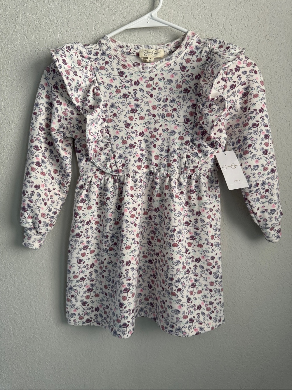 NWT Jessica Simpson Little Girl’s Size 5 Ruffled Bodice Long Sleeve Dress